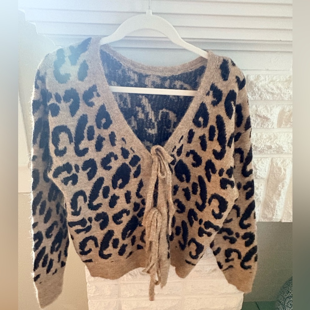 Cheetah Tie front cardigan